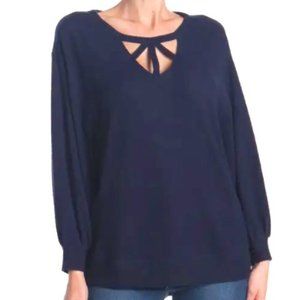 Democracy sweater cut out neck puff sleeves